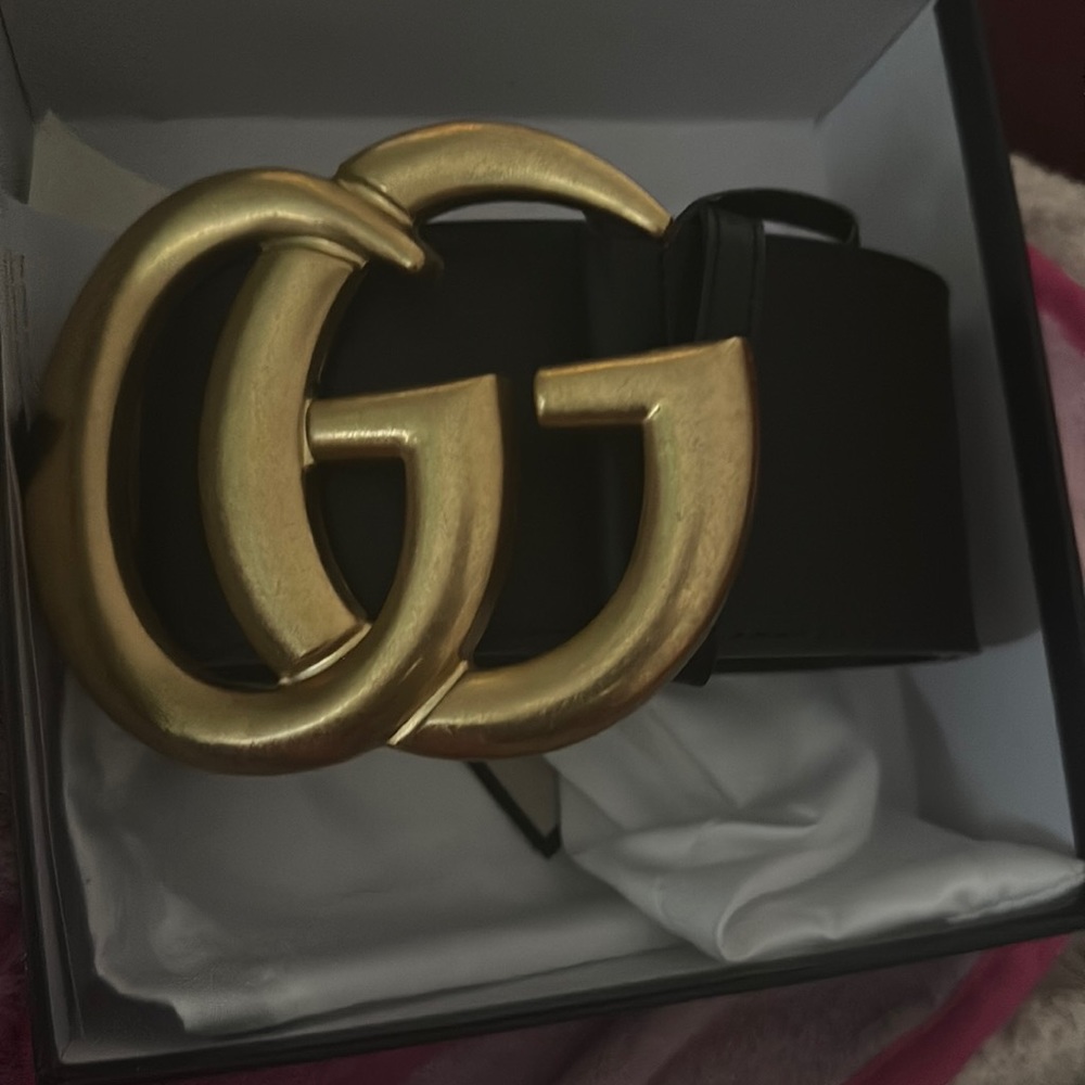 Wide GG belt with gold hardware